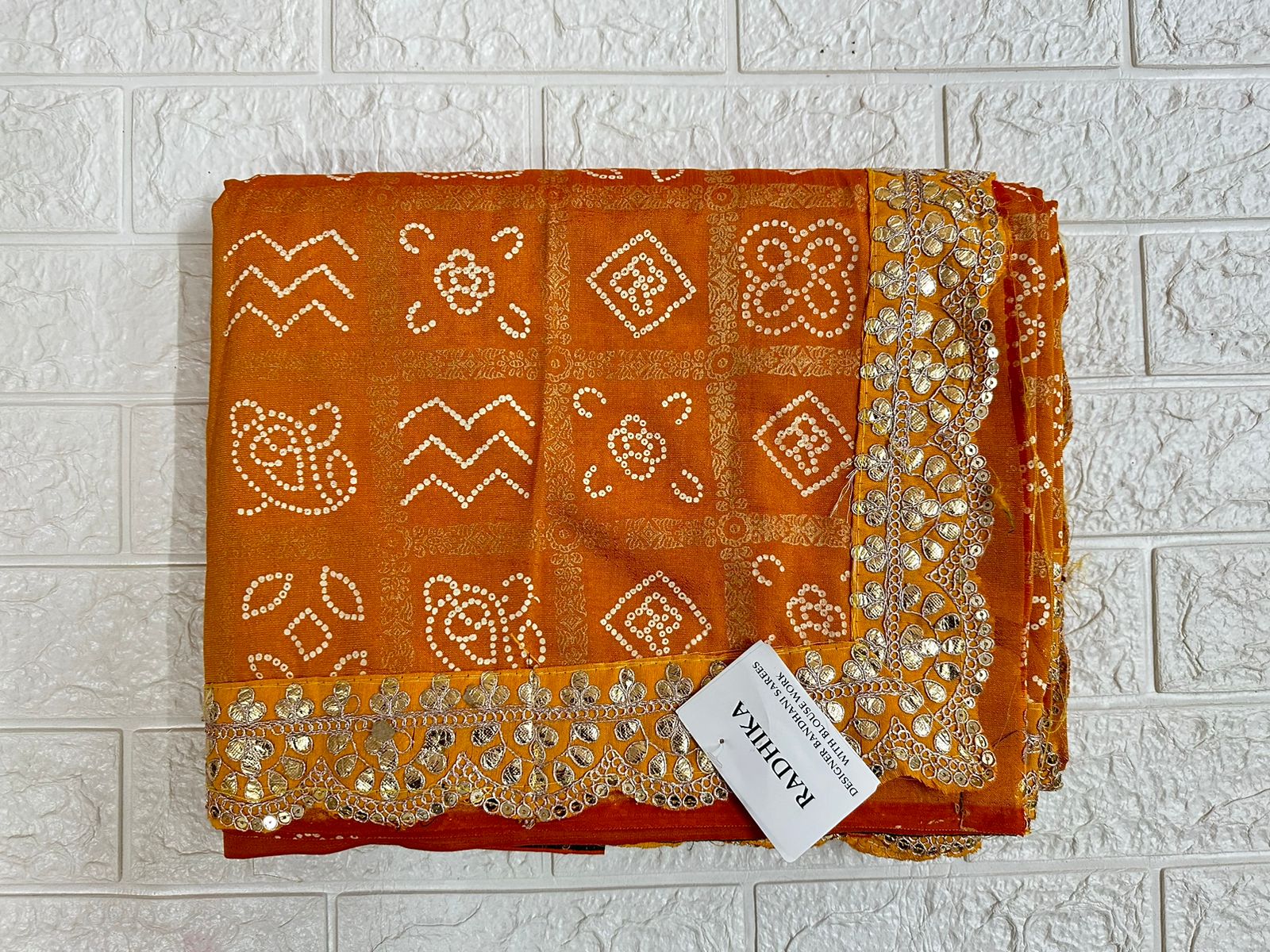 Decent Work Gota Patti Bandhej Saree Party Wedding Wear Traditional Saree