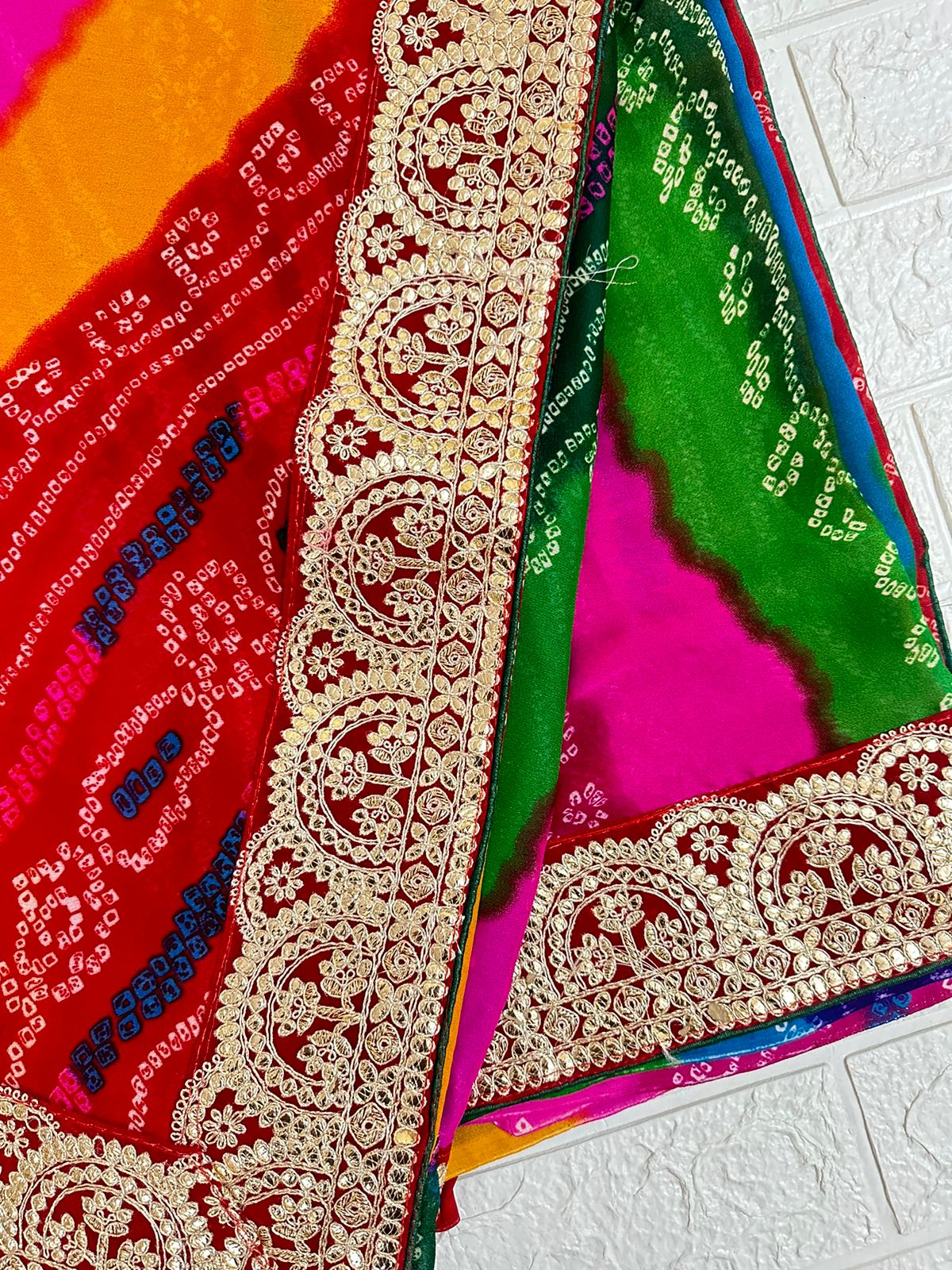 Partry wedding Puja Wear Traditional Wear Bandhej Saree