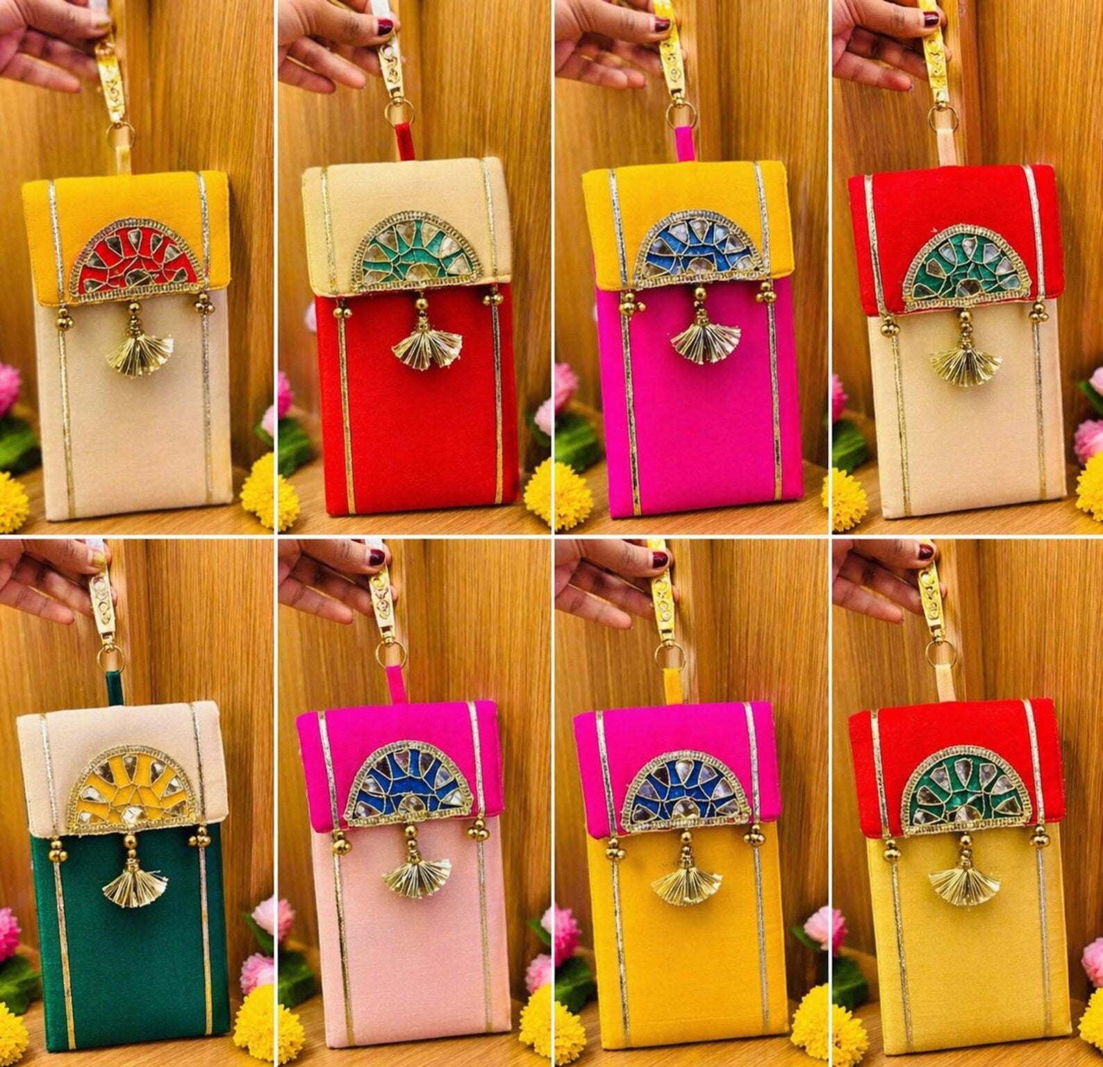 Gota Mobile Clutch, Satka Style Ethnic Wedding Favor Bag