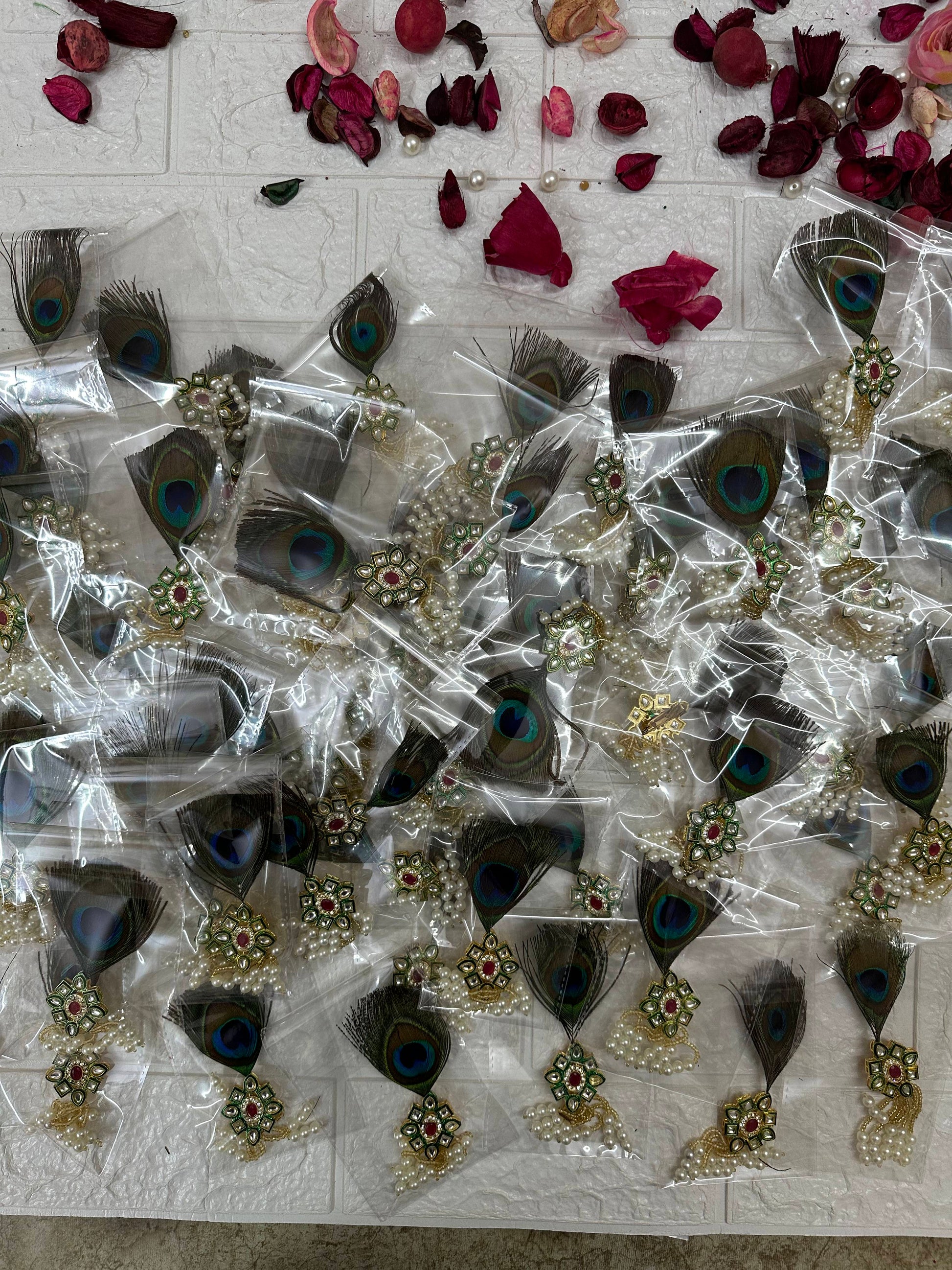 Kundan Peacock Feather Welcome Brooch Baraat Swagat Brooch For Guests