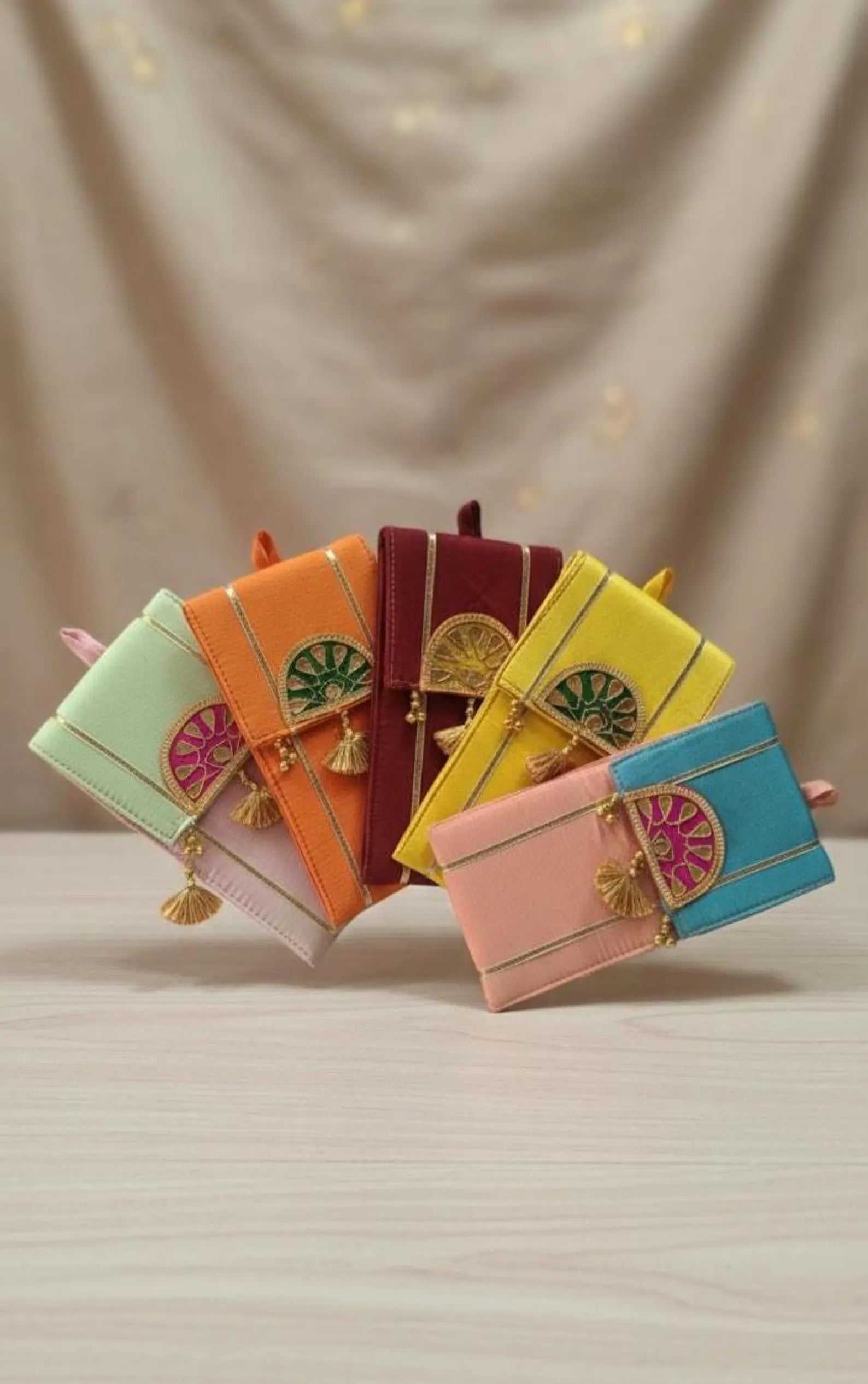 Handcrafted Gota Patti Mobile Pouch For Wedding Favours, Mehendi Gifts