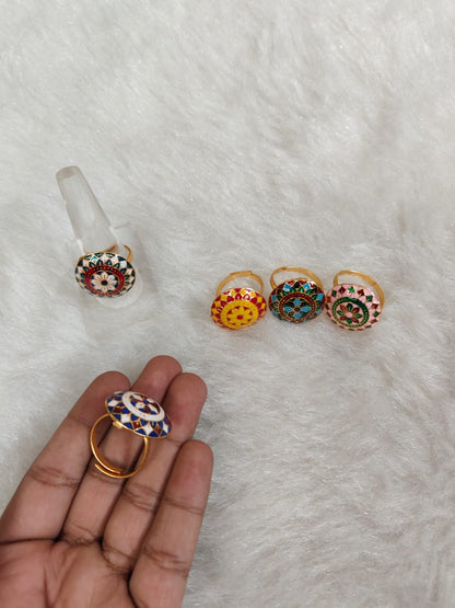 Meenakari Rings For Mehendi Wedding Favors, Bridesmaid Cocktail gifts