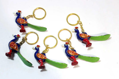 Metal Hand Painted Peacock Keychains Return Gifts