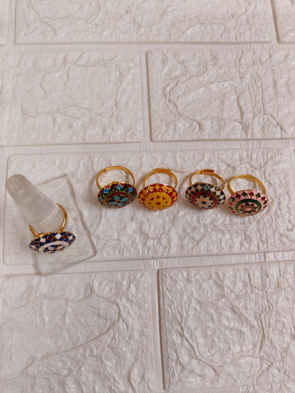 Meenakari Rings For Mehendi Wedding Favors, Bridesmaid Cocktail gifts