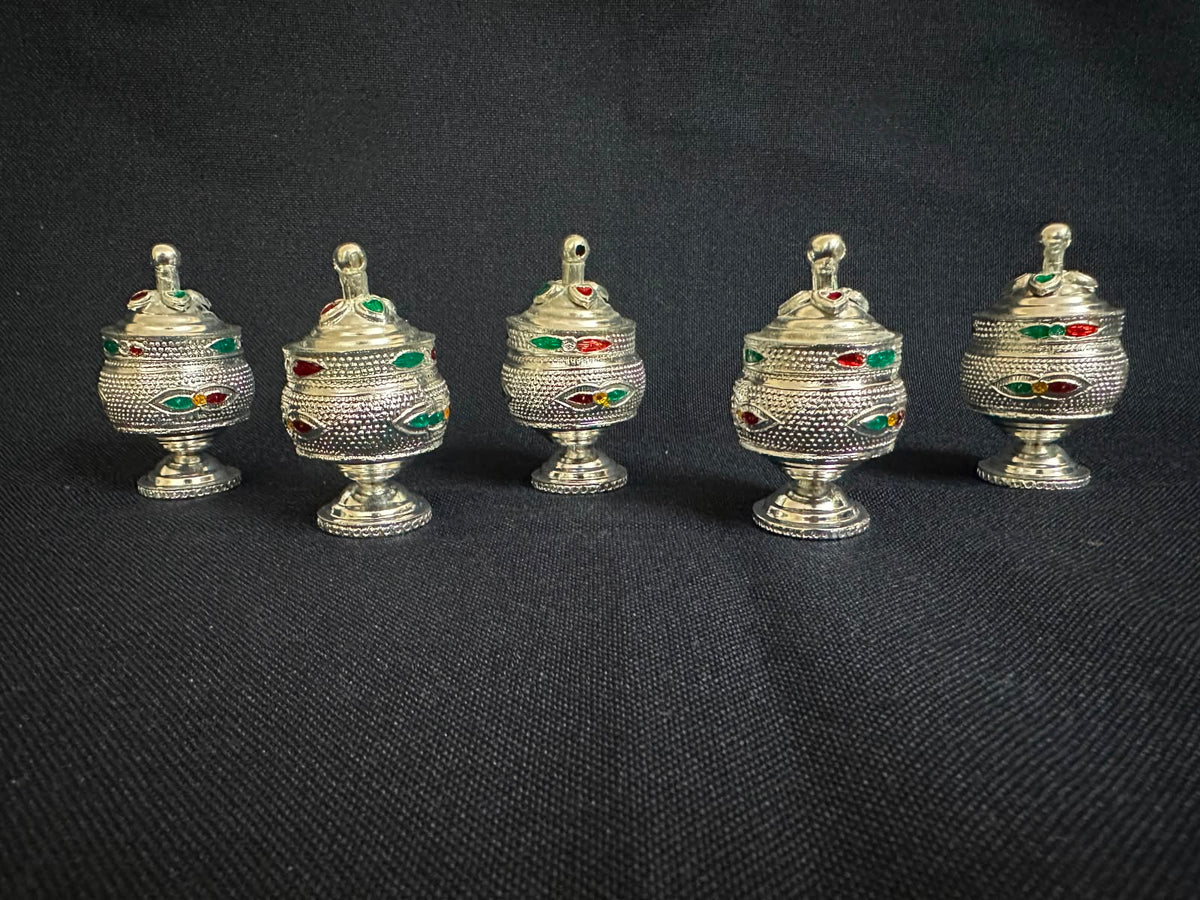 German Silver Handpainted Sindur Dani, KumKum Box, Wedding Favour, Puja Gift, Return Gifts
