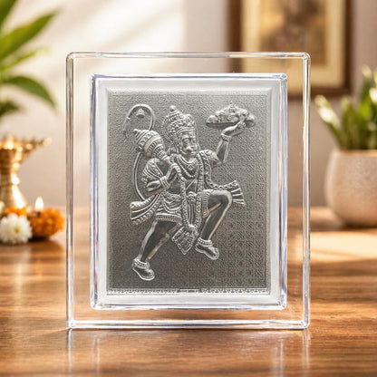 German Silver 4 Inch Hanuman Ji Photo Stand For Puja Gifts, Indian Return Gifts For Guests
