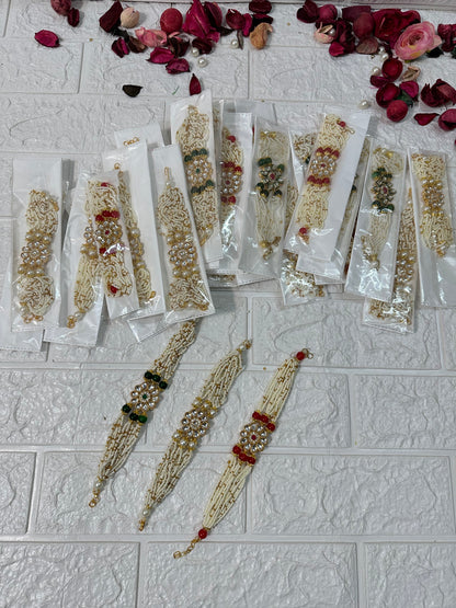 Kundan & Beads Adjustable Bracelets Baraat Swagat, Mehndi Favors, Sangeet Wedding Return Gifts