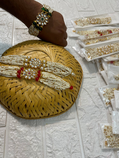 Kundan & Beads Adjustable Bracelets Baraat Swagat, Mehndi Favors, Sangeet Wedding Return Gifts