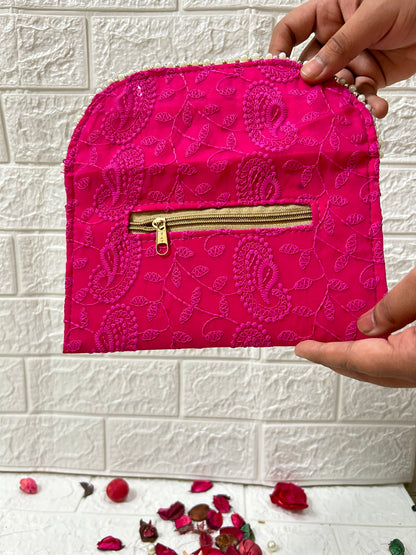 50 Pieces Chikankari Clutch Purse Women's Return Gifts, Mehndi, Sangeet, Dholki Gifts For Guests