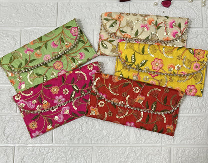Lot Of 10-100 Piece Embroidered Clutch, Purse, Pouch Wedding Favors, Bridesmaid Mehndi Sangeet Gifts, Puja Favors, Return Gifts For Guests
