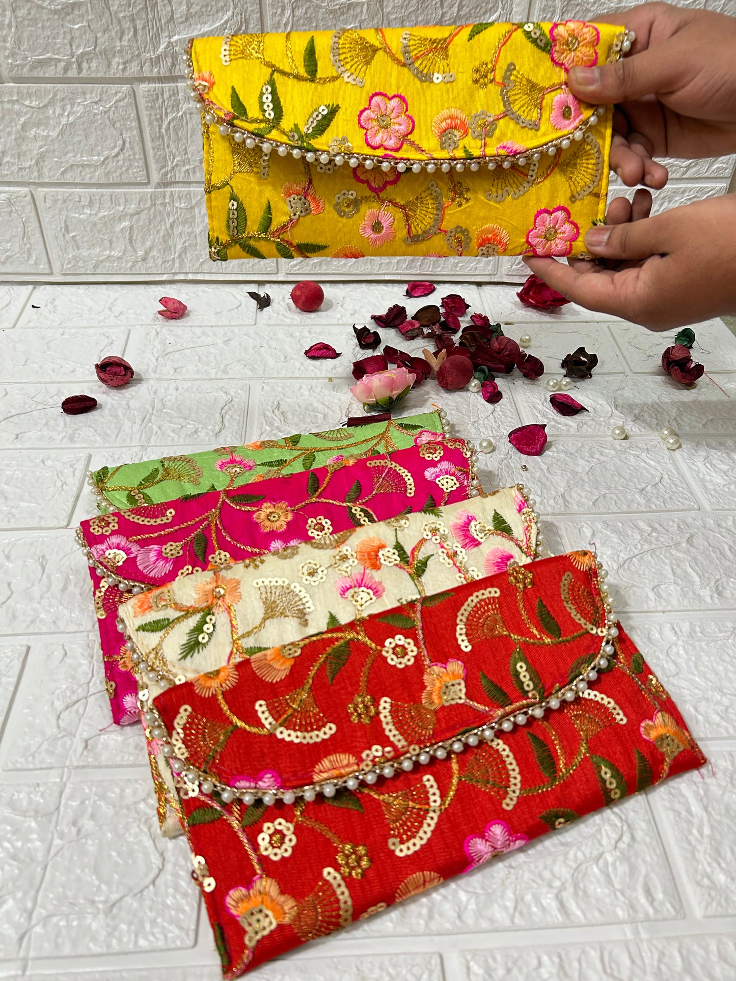 Lot Of 10-100 Piece Embroidered Clutch, Purse, Pouch Wedding Favors, Bridesmaid Mehndi Sangeet Gifts, Puja Favors, Return Gifts For Guests