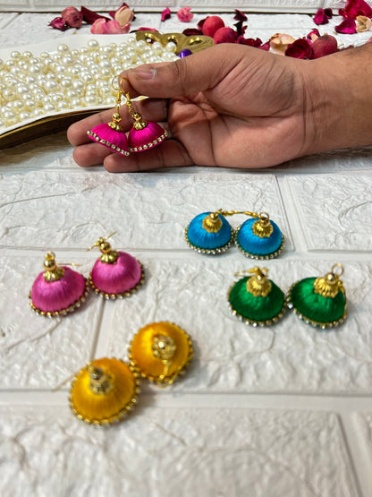 Silk Thread Jhumka Earrings, Wedding Giveaways, Mehndi Favors, Sangeet Return Gifts For Guests