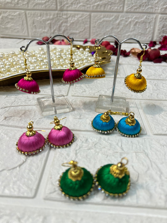 Silk Thread Jhumka Earrings, Wedding Giveaways, Mehndi Favors, Sangeet Return Gifts For Guests