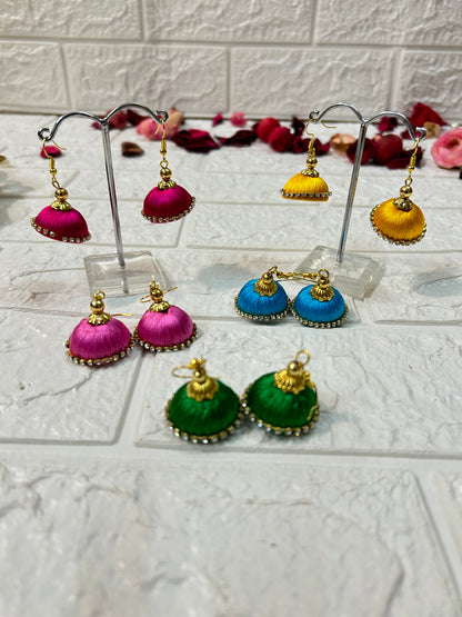 Silk Thread Jhumka Earrings, Wedding Giveaways, Mehndi Favors, Sangeet Return Gifts For Guests