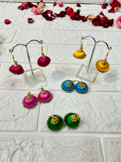 Silk Thread Jhumka Earrings, Wedding Giveaways, Mehndi Favors, Sangeet Return Gifts For Guests