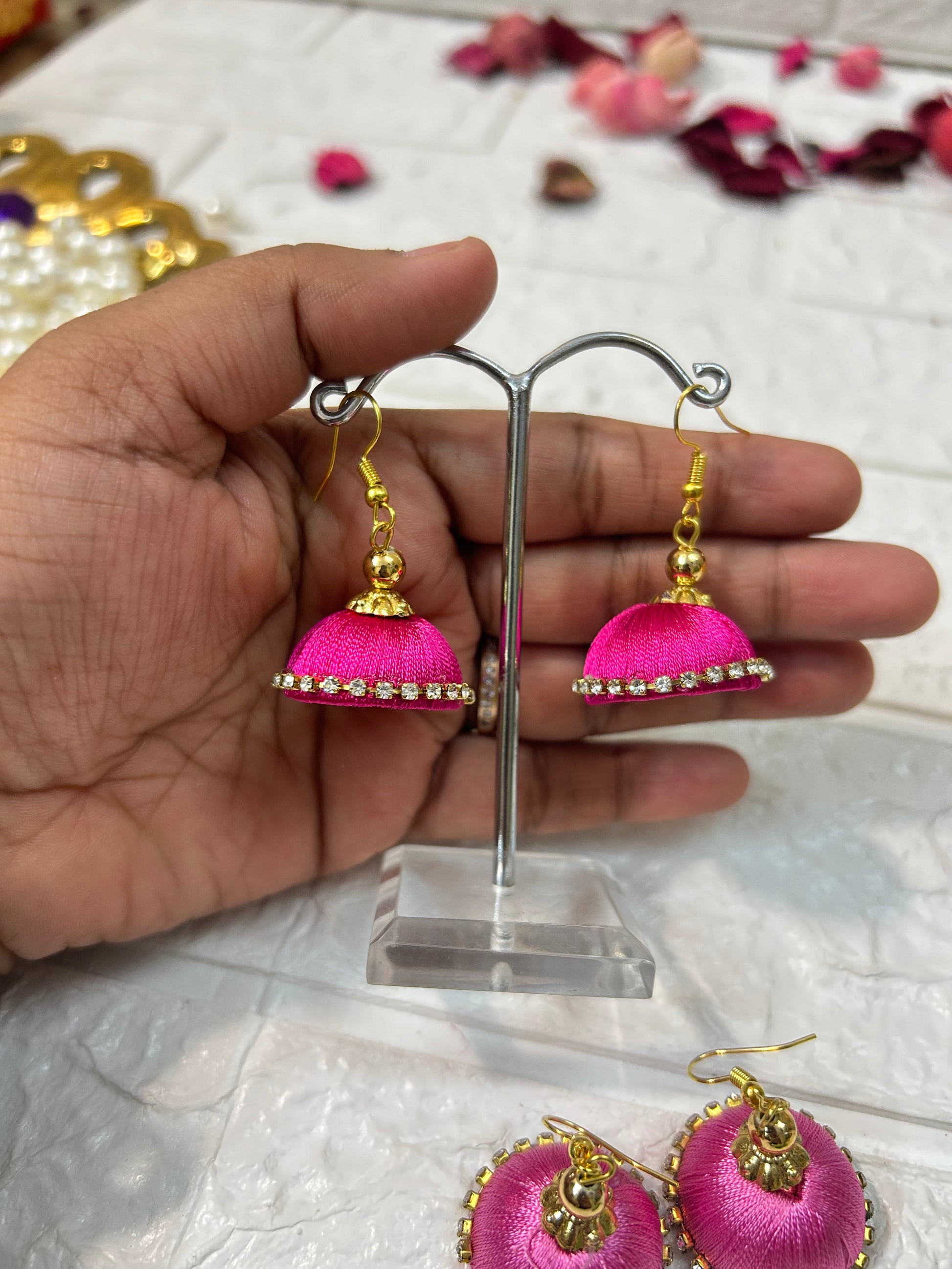 Pink Silk Jhumka Indiamart Pink Silk Thread Jewellery Indiamart