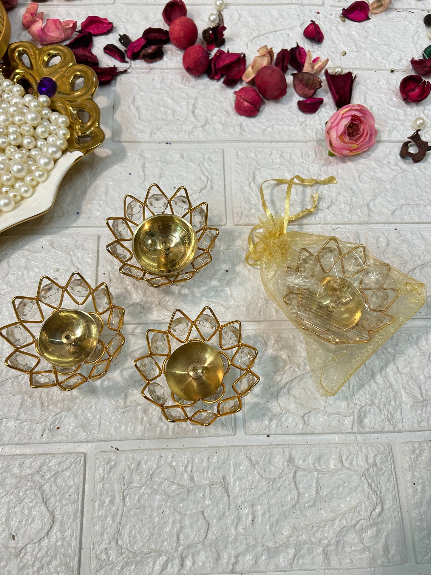 Crystal Metal Diya Puja Gifts, Housewarming Gifts, Navratri Gifts, Diwali Party Gifts For Guests