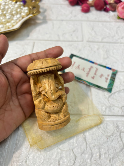 Wooden Hand Carved Ganesh Idol