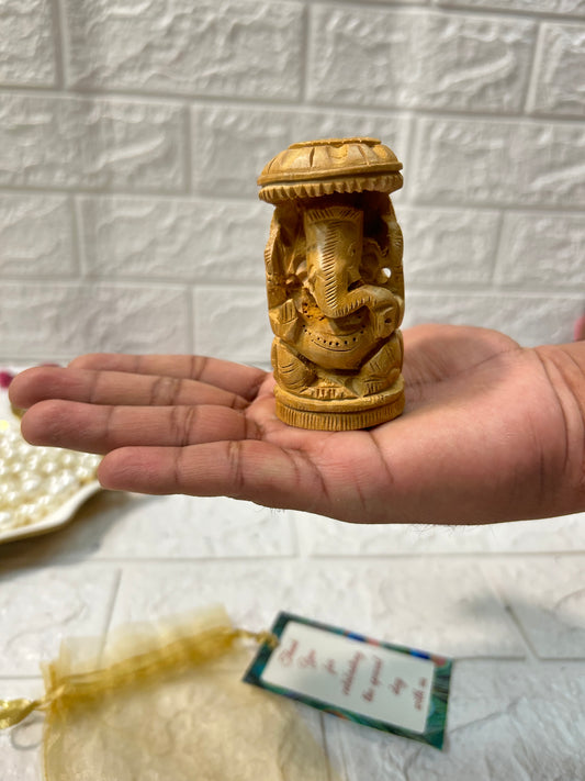 Wooden Hand Carved Ganesh Idol