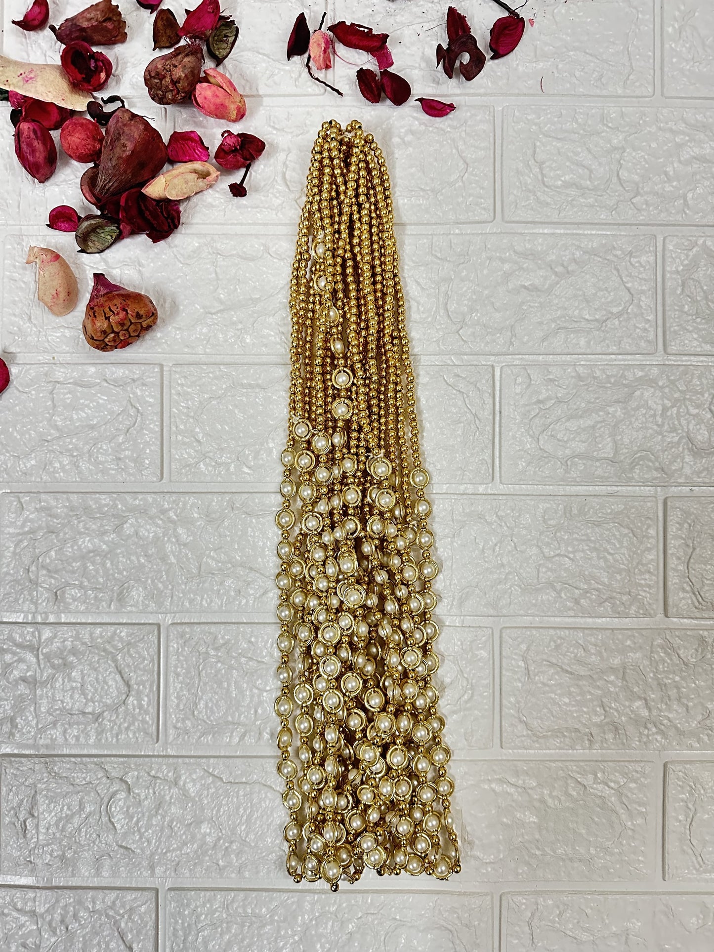 Golden And White Beads Milni Mala Barat Swagat Mala Milni Haar
