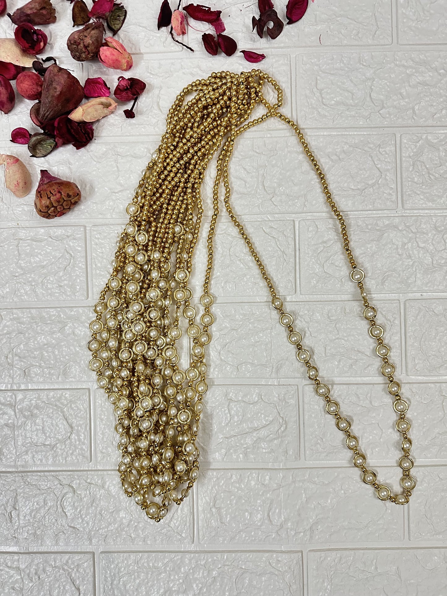 Golden And White Beads Milni Mala Barat Swagat Mala Milni Haar