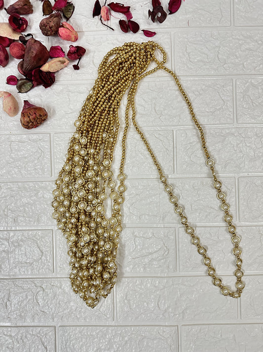 Golden And White Beads Milni Mala Barat Swagat Mala Milni Haar