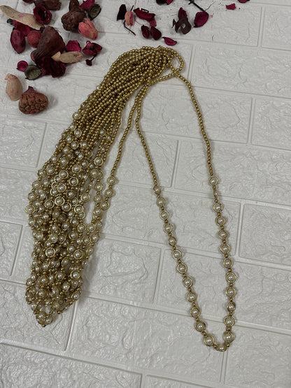 Golden And White Beads Milni Mala Barat Swagat Mala Milni Haar