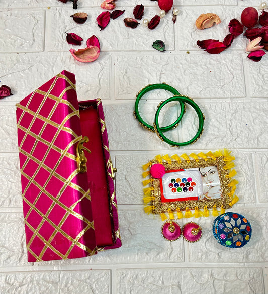 Shagun Box, Bangles, Bindi, Earrings, Sindoor Box Combo For Mehndi , Bridesmaid Gifts