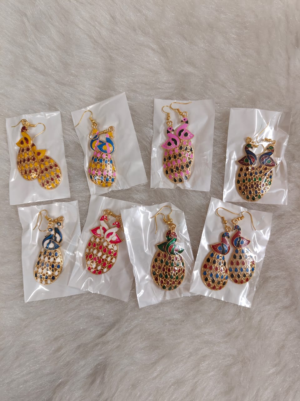 Peacock Meenakari Multicolor Earrings, Mehendi Favours, Return Gifts