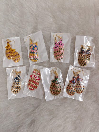 Peacock Meenakari Multicolor Earrings, Mehendi Favours, Return Gifts