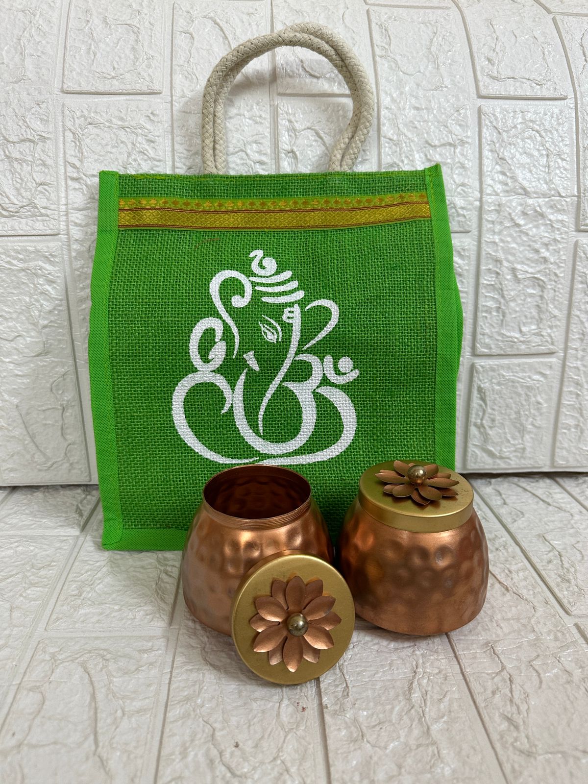 Metal Jars Jute Bag Wedding, Housewarming, Baby Shower Return