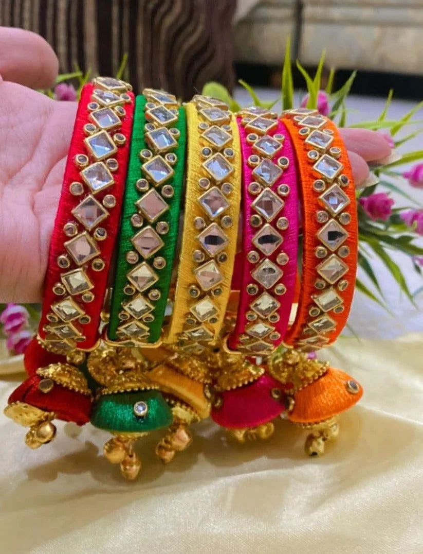Silk Thread Free Size Openable Bangles Wedding Favors, Mehndi Gifts