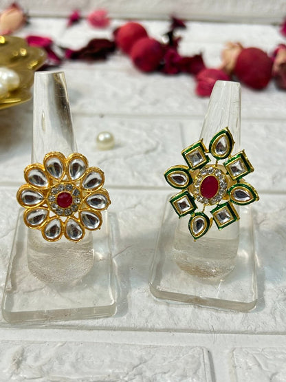 Kundan Adjustable Rings Wedding Favors Mehndi Sangeet Return Gifts For Guests Bridesmaid Gifts