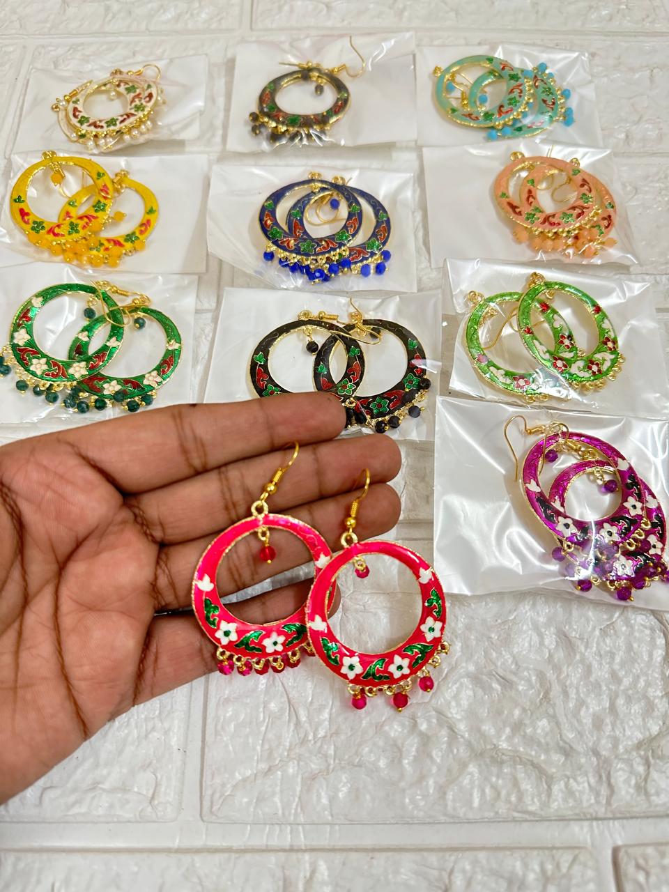 Meenakari Loop Earring Mehndi Gifts