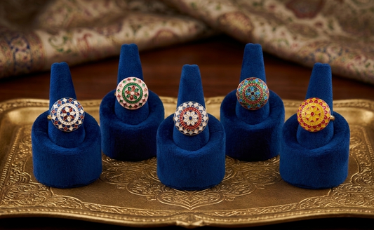 Meenakari Rings For Mehendi Wedding Favors, Bridesmaid Cocktail gifts