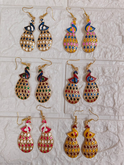 Peacock Meenakari Multicolor Earrings, Mehendi Favours, Return Gifts