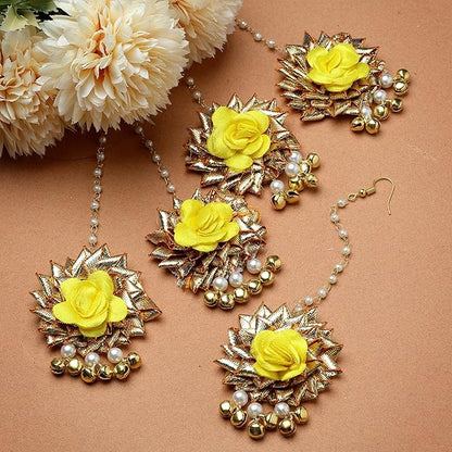 Yellow Gota Maang Tikka For Mehendi Haldi Women's Gifts