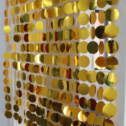 Golden Shiny Round Sequin Hanging for Decoration 