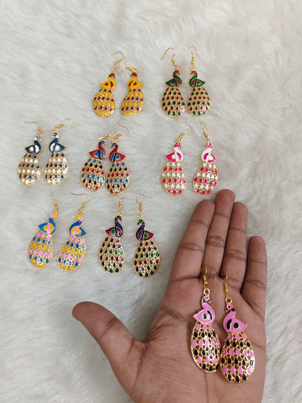 Peacock Meenakari Multicolor Earrings, Mehendi Favours, Return Gifts
