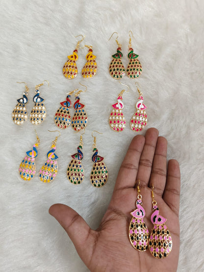 Peacock Meenakari Multicolor Earrings, Mehendi Favours, Return Gifts