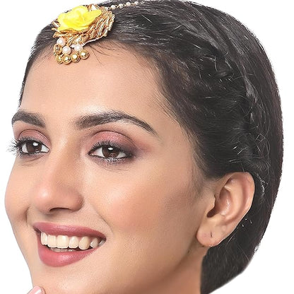 Yellow Gota Maang Tikka For Mehendi Haldi Women's Gifts