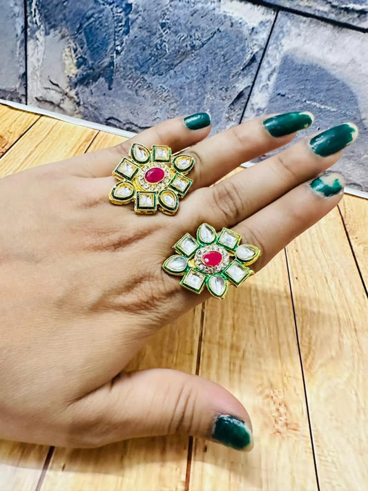 Pack Of 100 Adjustable Kundan Rings Mehndi Favors, Sangeet Return Gifts