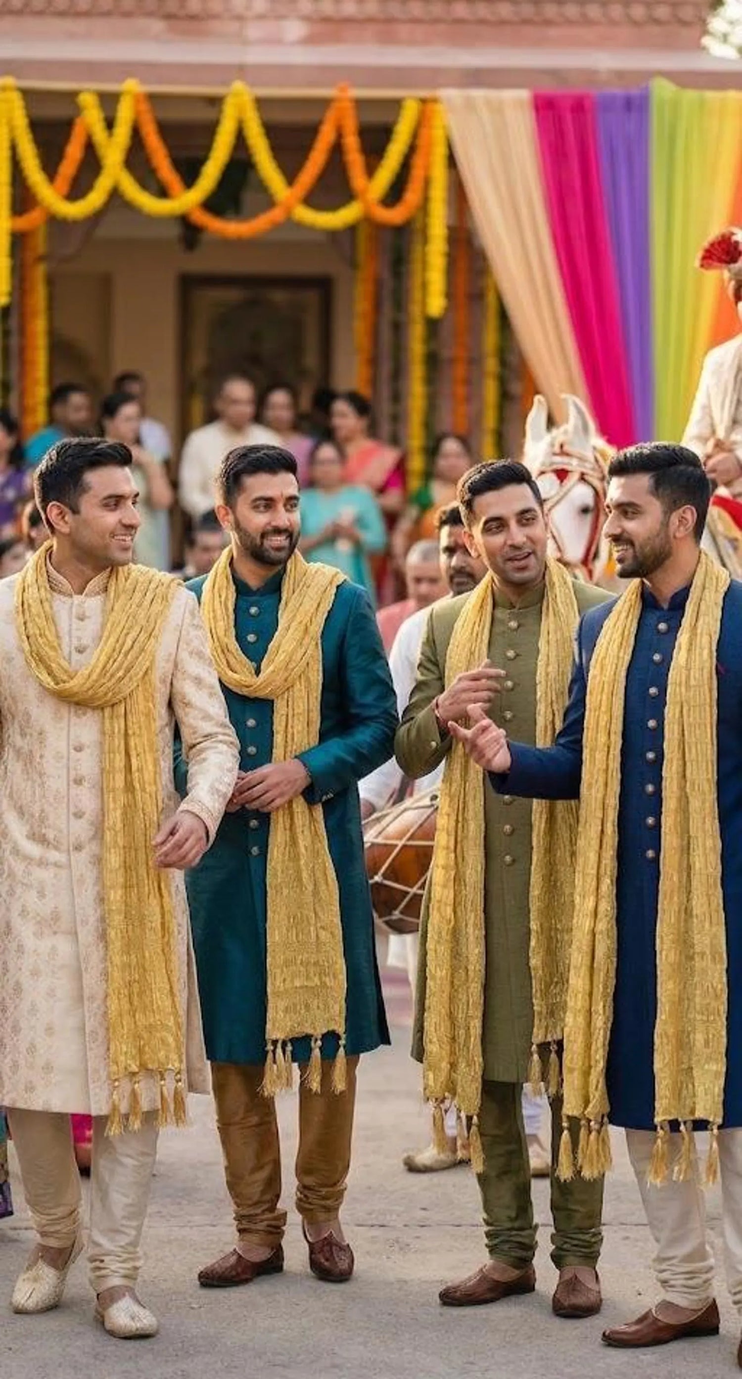 Golden Men's Sherwani Dupatta, Wedding Men's Favours, Baraati Return Gifts, Groomsmen Gift