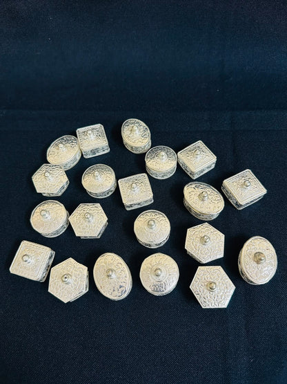 German Silver Mini Sindoor Daani Boxes, Wedding Mehndi Favours, Puja Gifts (1.5-2 Inch)