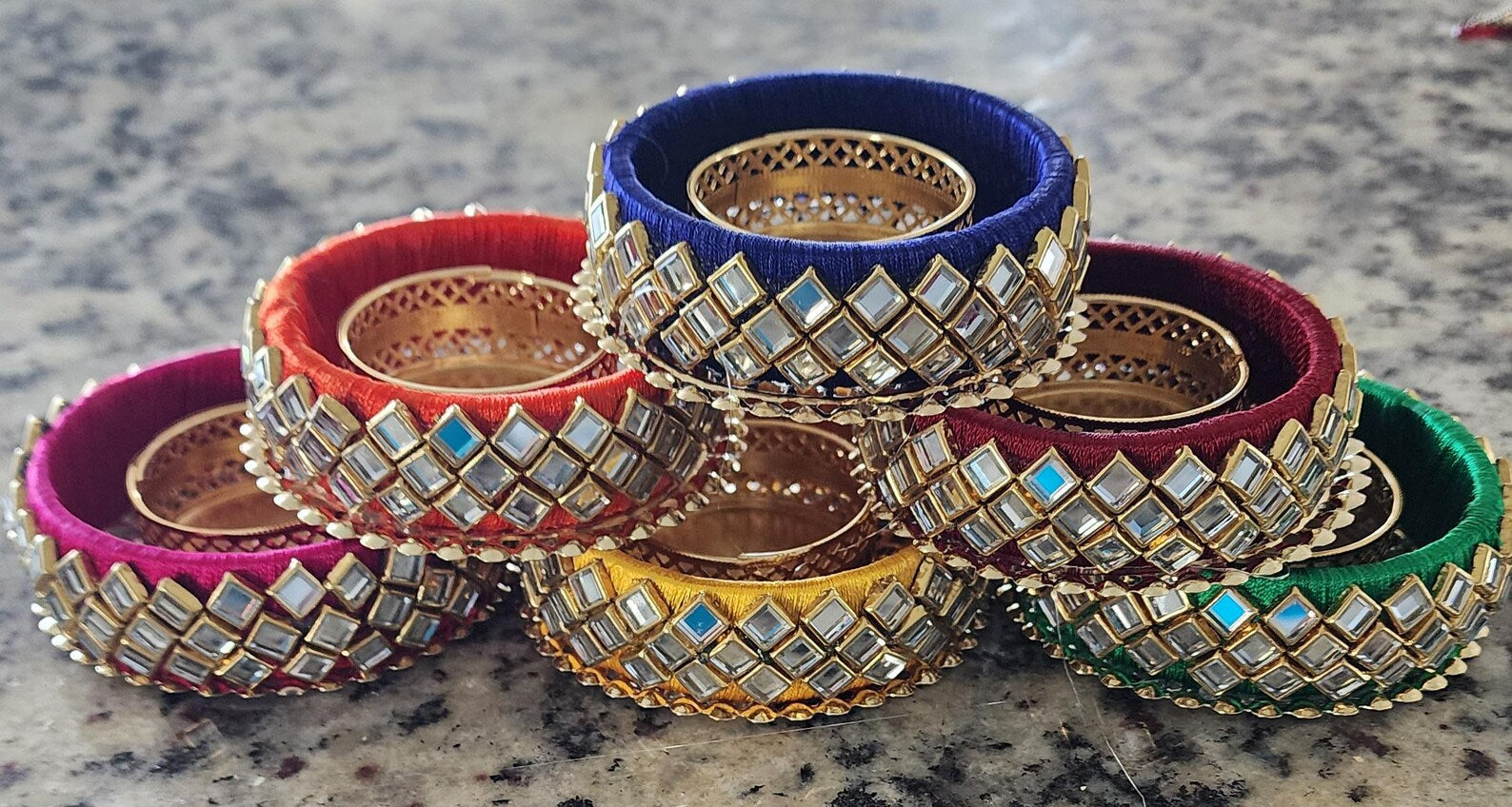 Kundan Work T-Light Candle Holder, Wedding Favors, Diwali, Puja Gifts