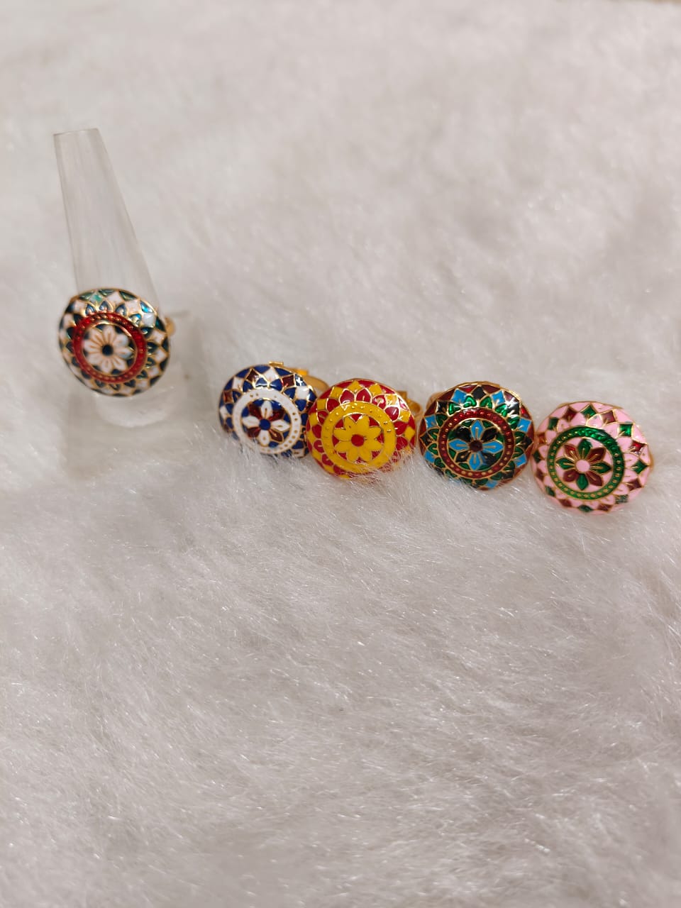 Meenakari Rings For Mehendi Wedding Favors, Bridesmaid Cocktail gifts