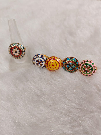 Meenakari Rings For Mehendi Wedding Favors, Bridesmaid Cocktail gifts