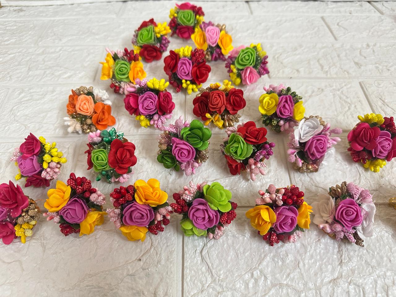 Multicolor Floral Rings Mehendi Favors