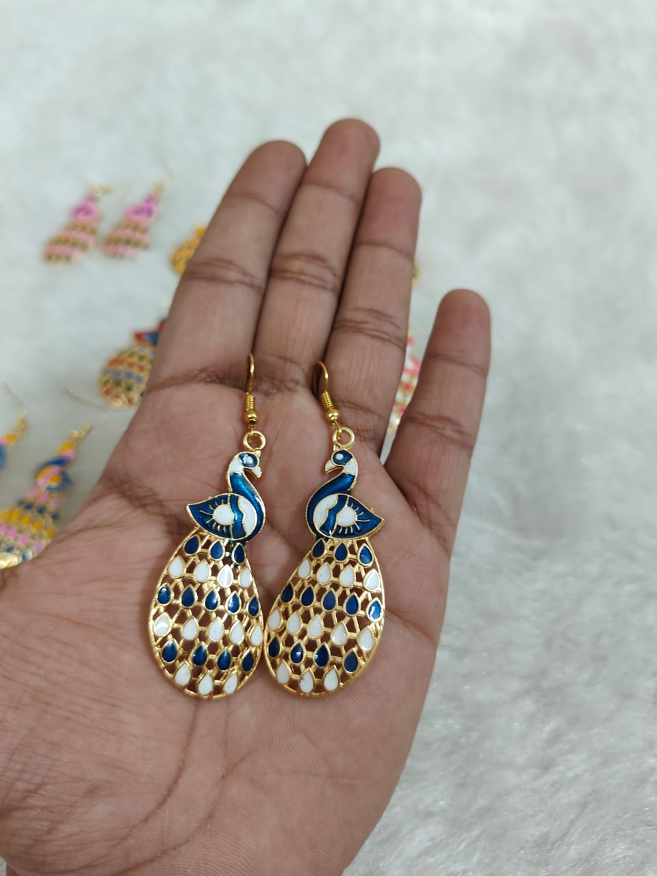Peacock Meenakari Multicolor Earrings, Mehendi Favours, Return Gifts