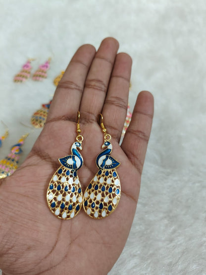 Peacock Meenakari Multicolor Earrings, Mehendi Favours, Return Gifts